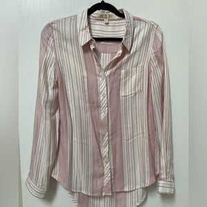 Pink Rose red and white striped top, Size M.